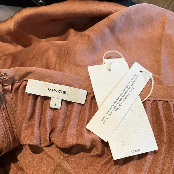 Vince Pleated Panel Satin Midi Skirt (2) - Picture 4 of 6